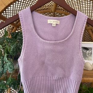 La Hearts Purple Ribbed Fitted Tank Top